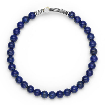 Mens Two Tone Caviar Cross Lapis Stretch Bracelet