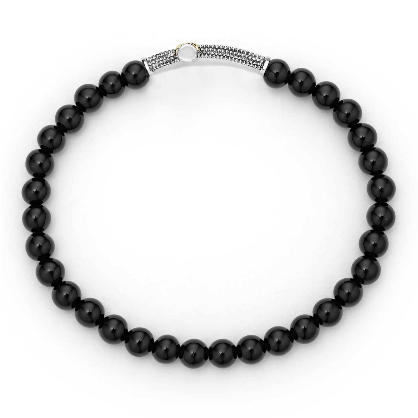 Mens Two Tone Caviar Cross Lapis Stretch Bracelet