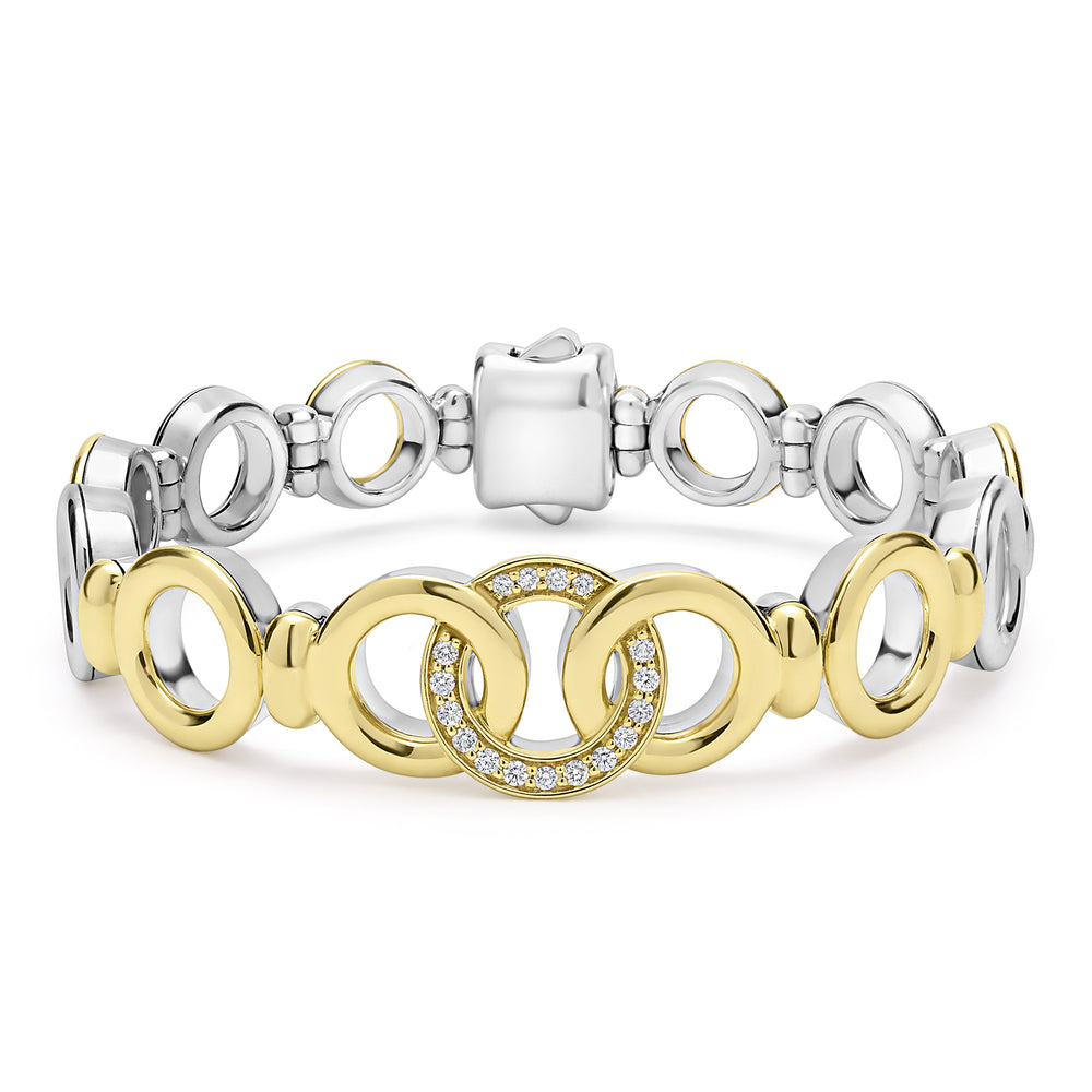 18K Gold and Sterling Silver Diamond Bracelet