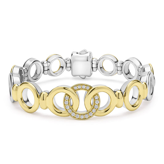 18K Gold and Sterling Silver Diamond Bracelet