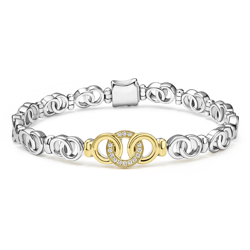 18K Gold and Sterling Silver Diamond Bracelet
