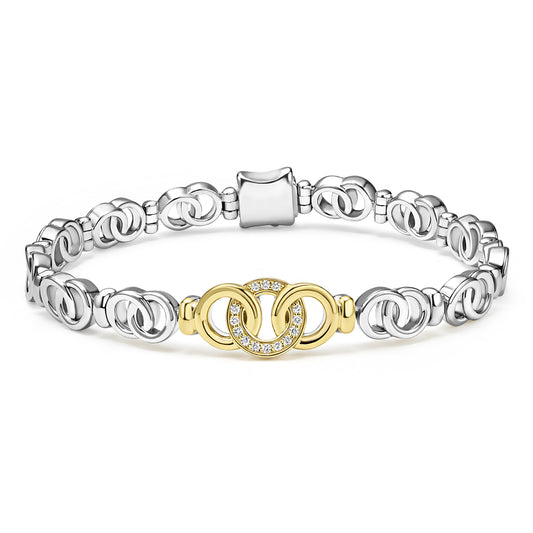 18K Gold and Sterling Silver Diamond Bracelet