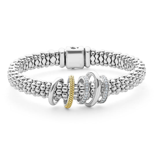18K Gold and Sterling Silver Diamond Bracelet