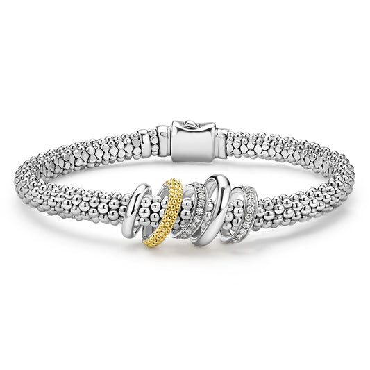 18K Gold and Sterling Silver Diamond Bracelet