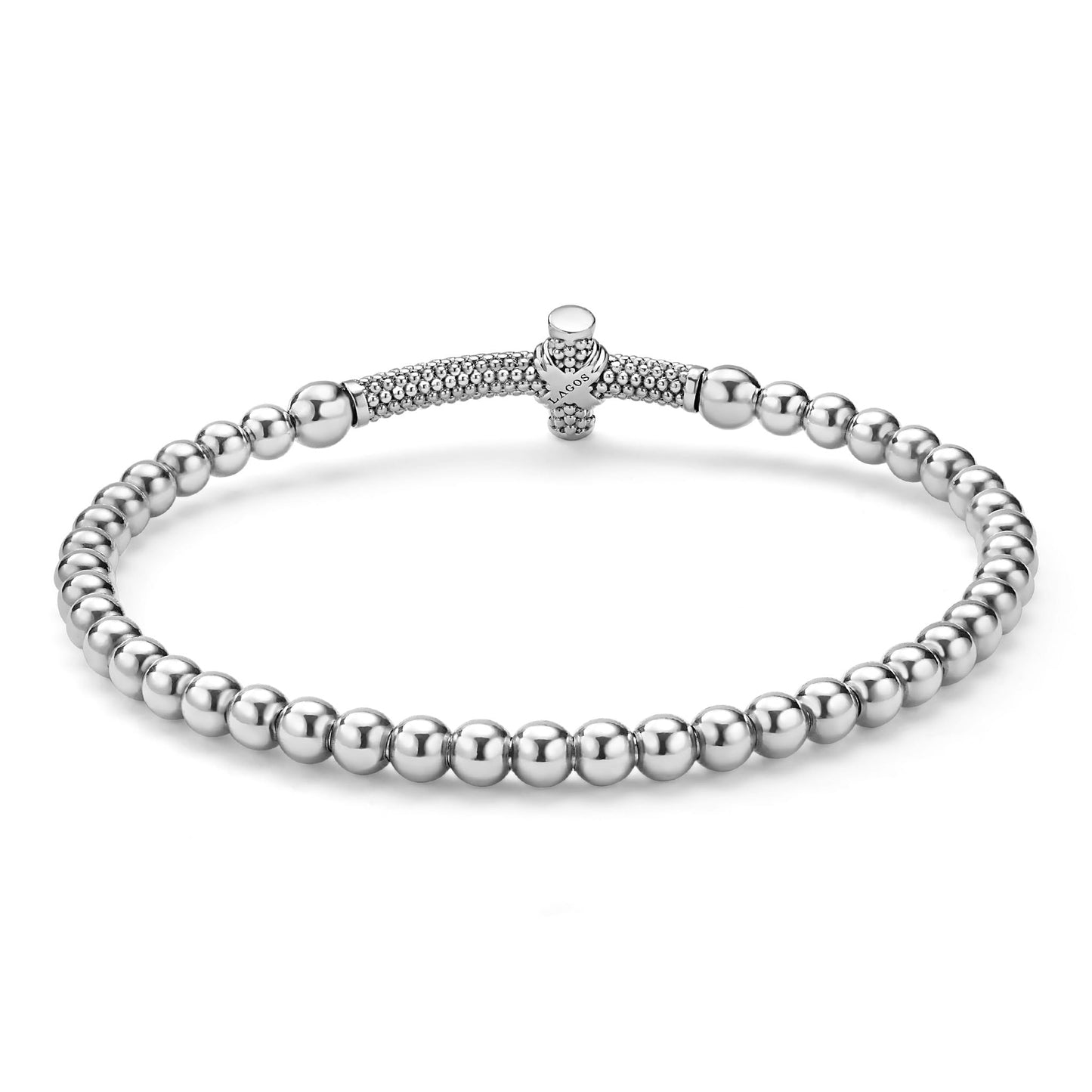 Two-Tone Caviar Cross Stretch Bracelet