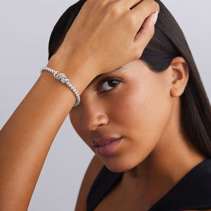 Caviar Four Ring Diamond Stretch Bracelet