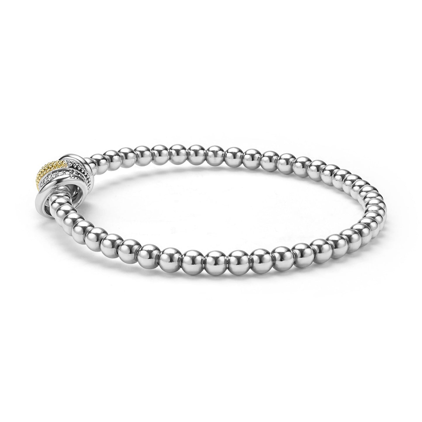 Caviar Four Ring Diamond Stretch Bracelet