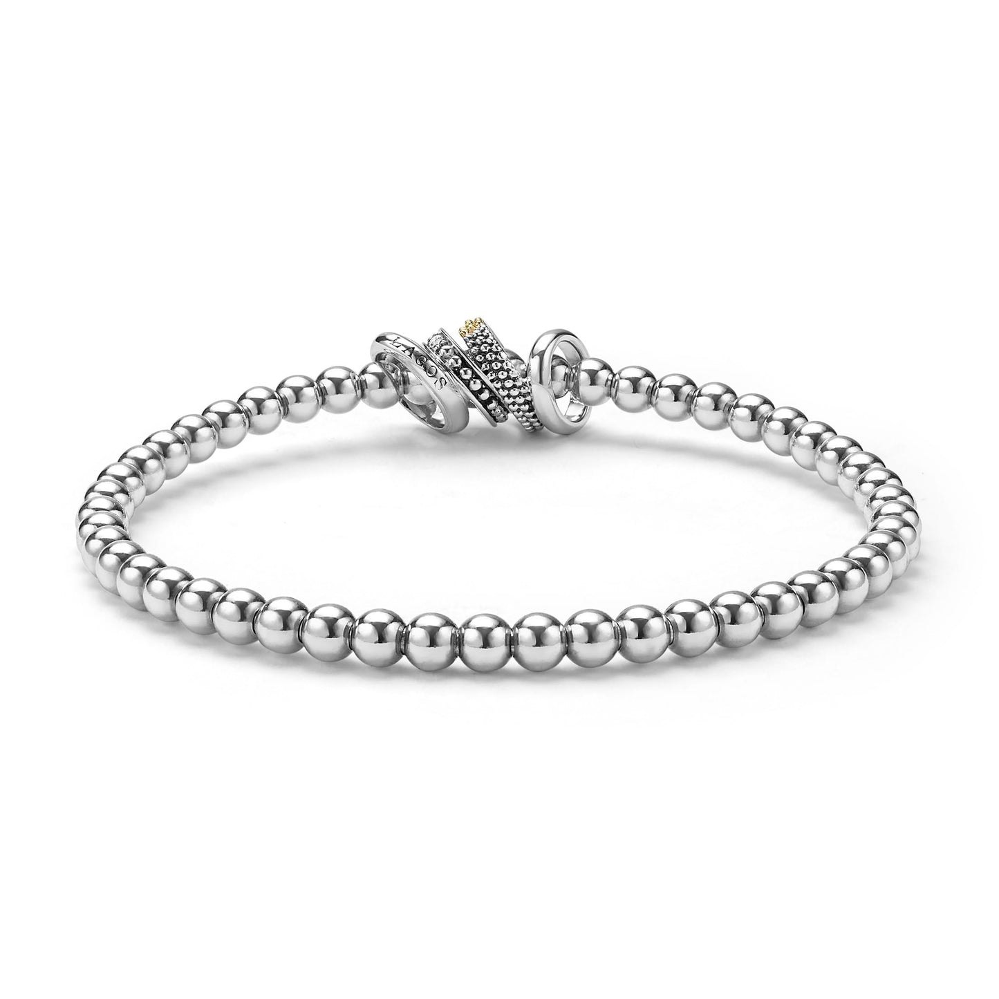 Caviar Four Ring Diamond Stretch Bracelet