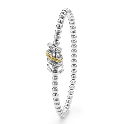 Caviar Four Ring Diamond Stretch Bracelet