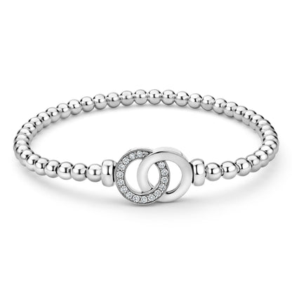 Two-Tone Interlocking Diamond Station Stretch Bracelet