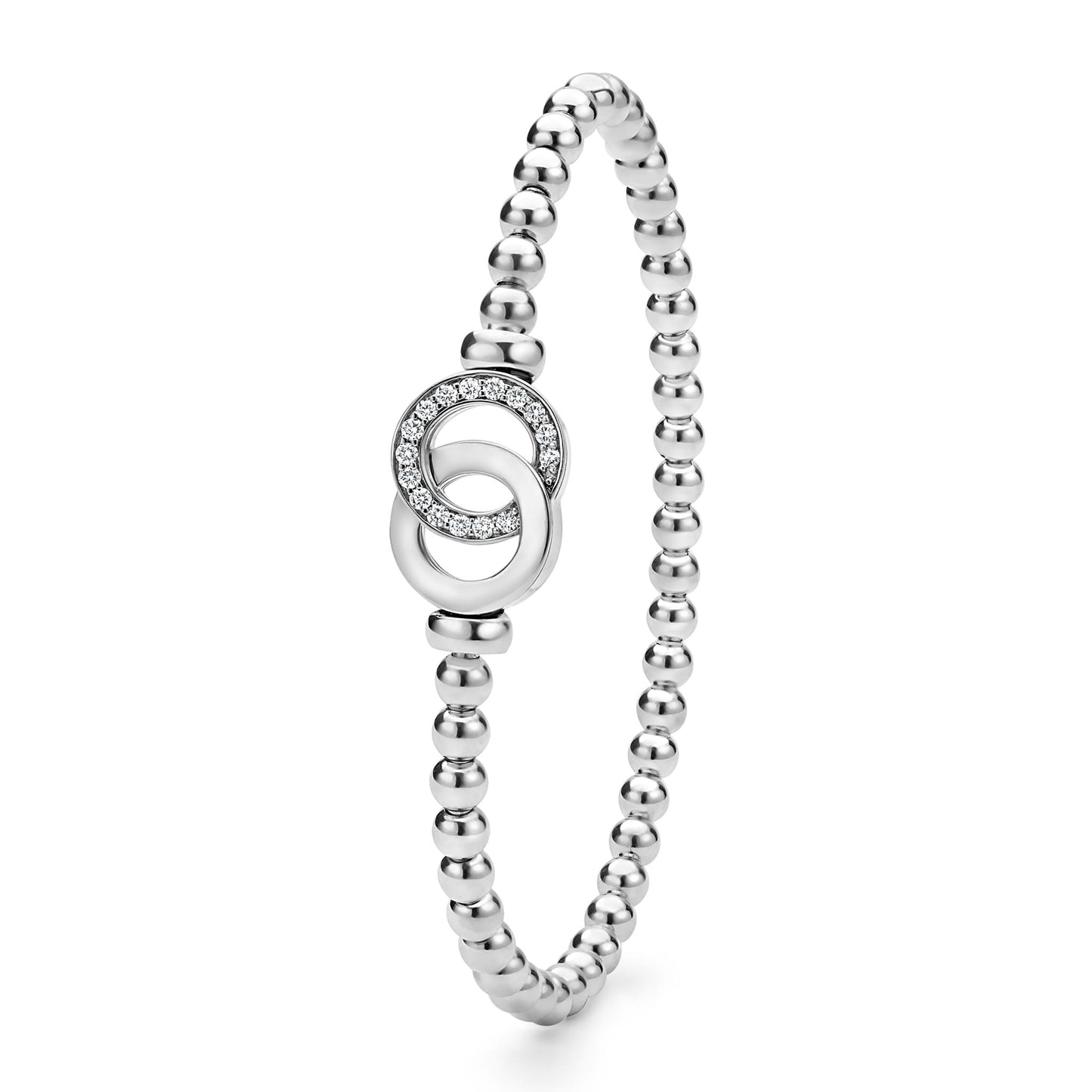Two-Tone Interlocking Diamond Station Stretch Bracelet