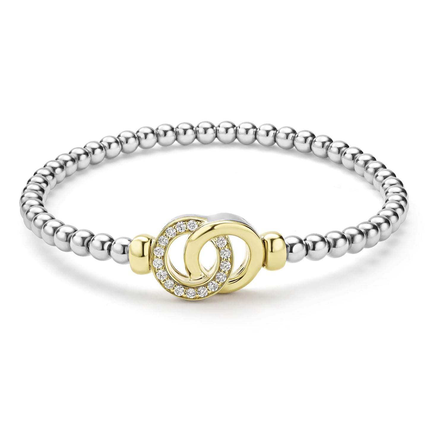 Two-Tone Interlocking Diamond Station Stretch Bracelet