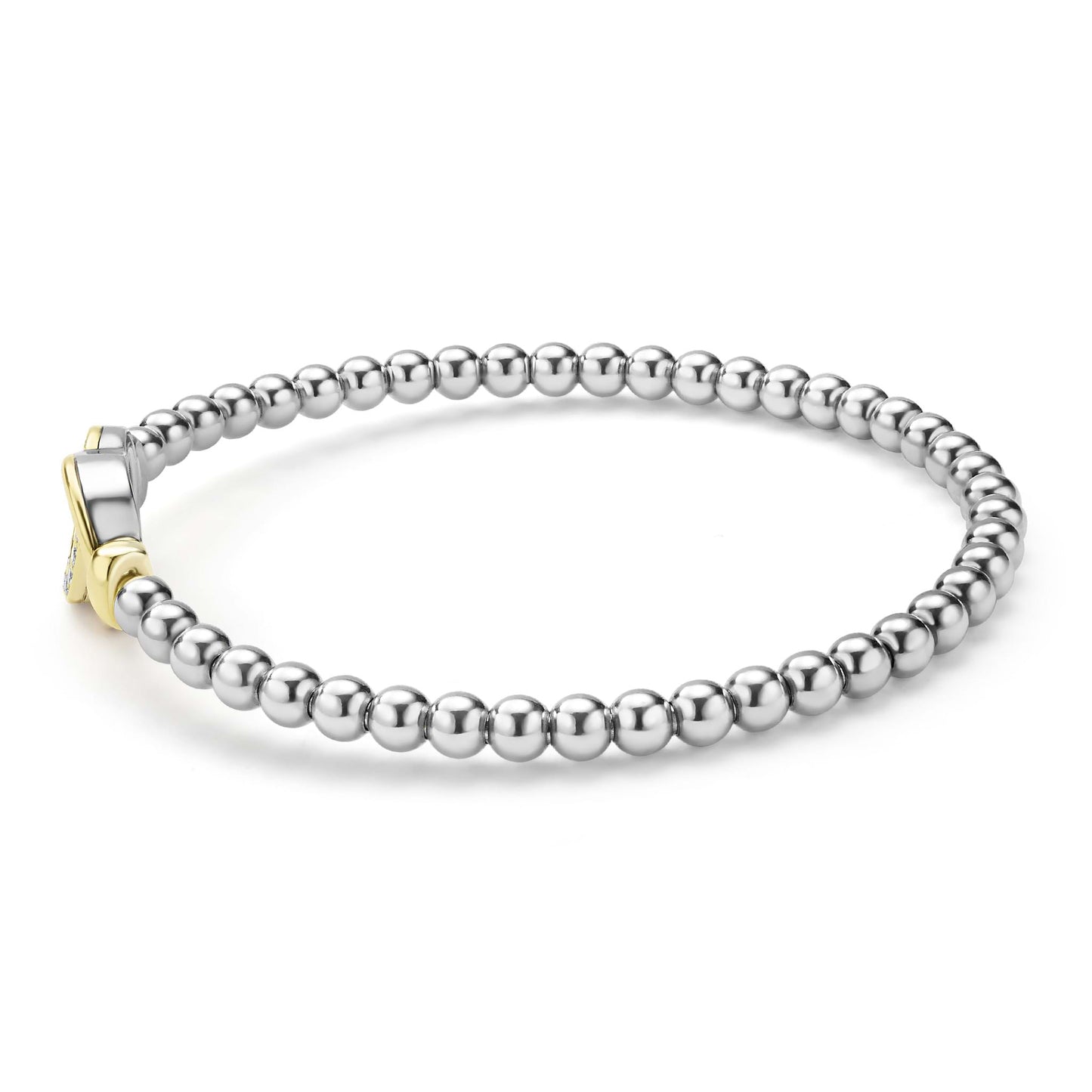 Two-Tone Interlocking Diamond Station Stretch Bracelet