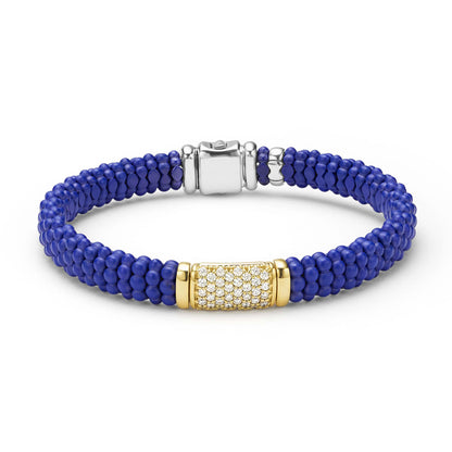 Mens Two-Tone Matte Black Ceramic And Diamond Rope Bracelet