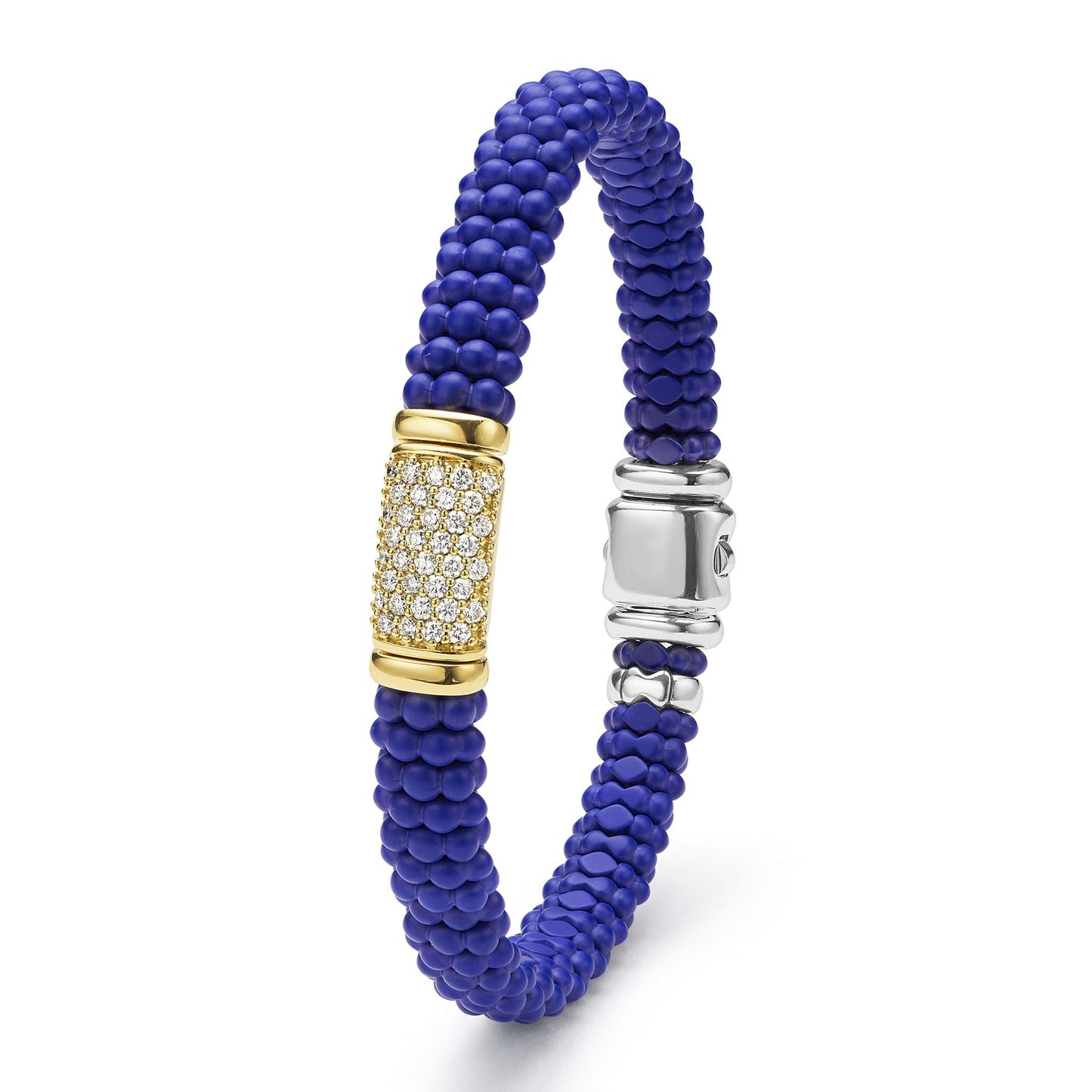 Mens Two-Tone Matte Black Ceramic And Diamond Rope Bracelet