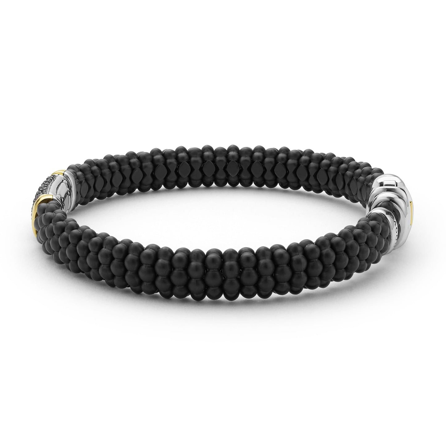 Two-Tone Matte Ceramic Black Caviar Black Diamond Rope Bracelet