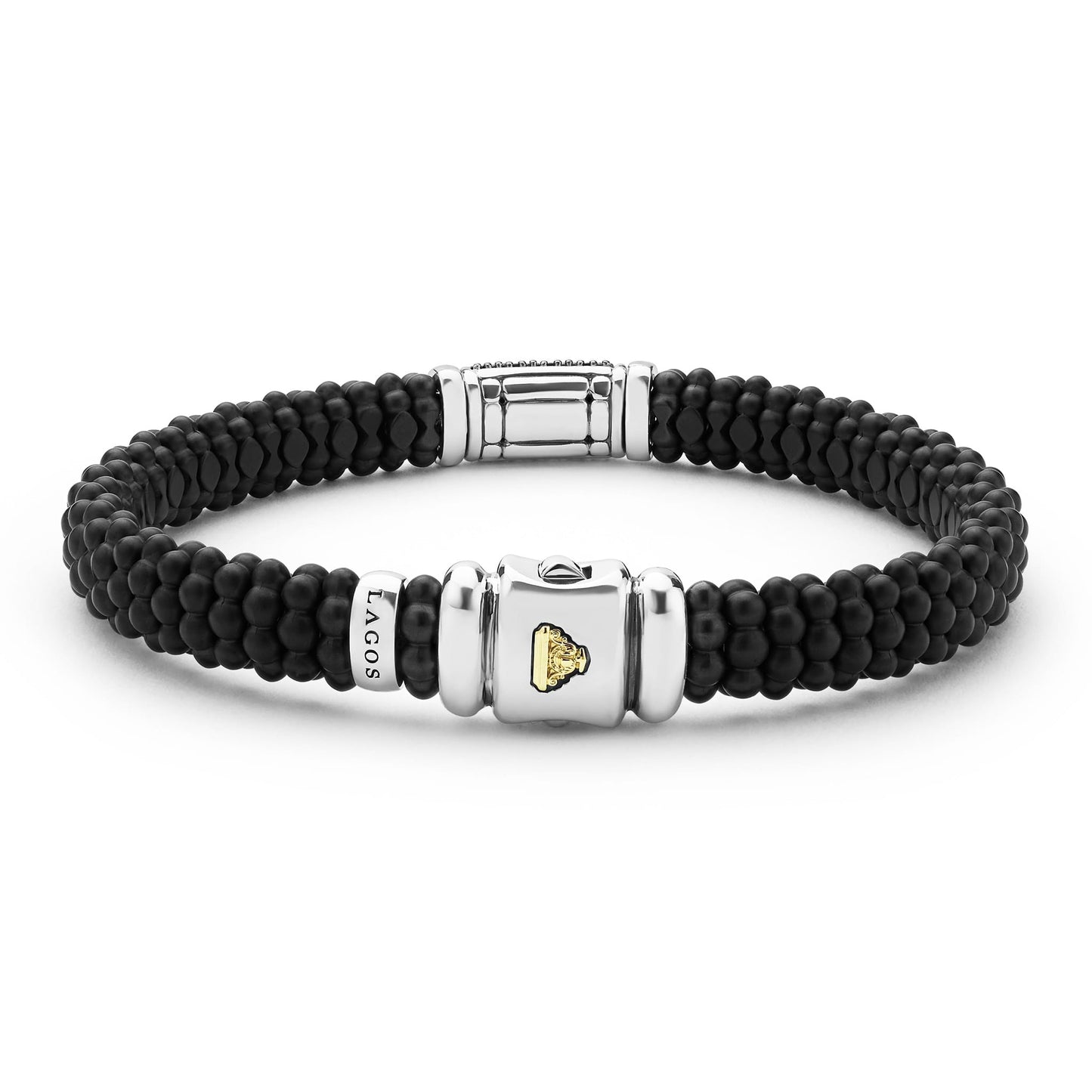 Two-Tone Matte Ceramic Black Caviar Black Diamond Rope Bracelet
