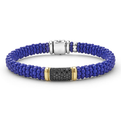 Two-Tone Matte Ceramic Black Caviar Black Diamond Rope Bracelet