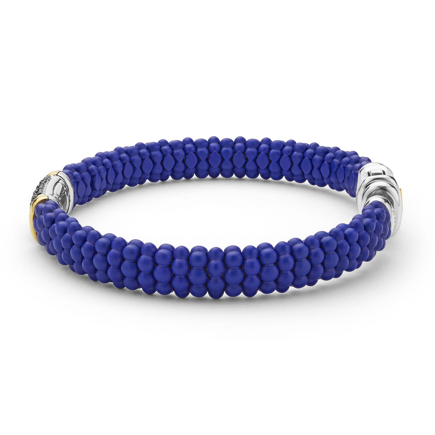 Two-Tone Matte Ceramic Black Caviar Black Diamond Rope Bracelet