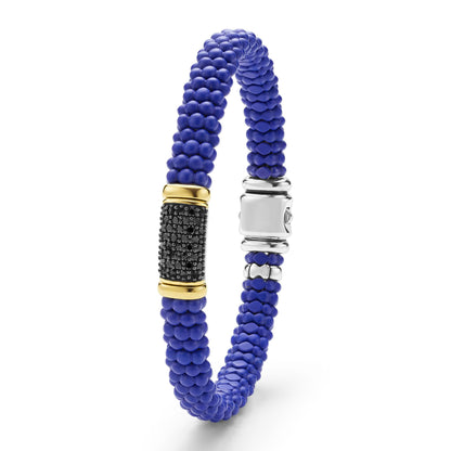 Two-Tone Matte Ceramic Black Caviar Black Diamond Rope Bracelet