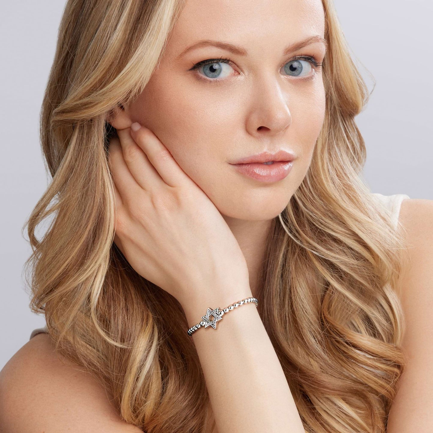 Caviar Star Of David Stretch Bracelet