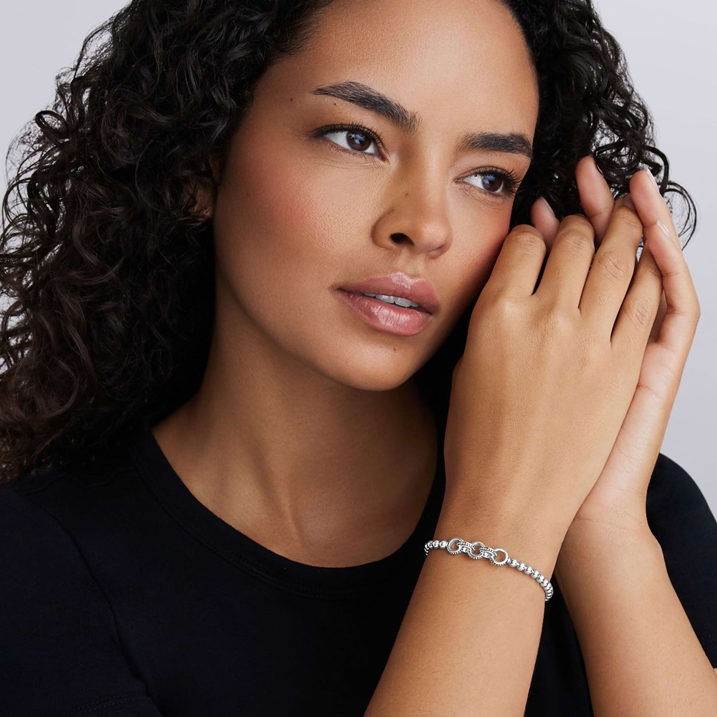 Caviar Chain Station Stretch Bracelet