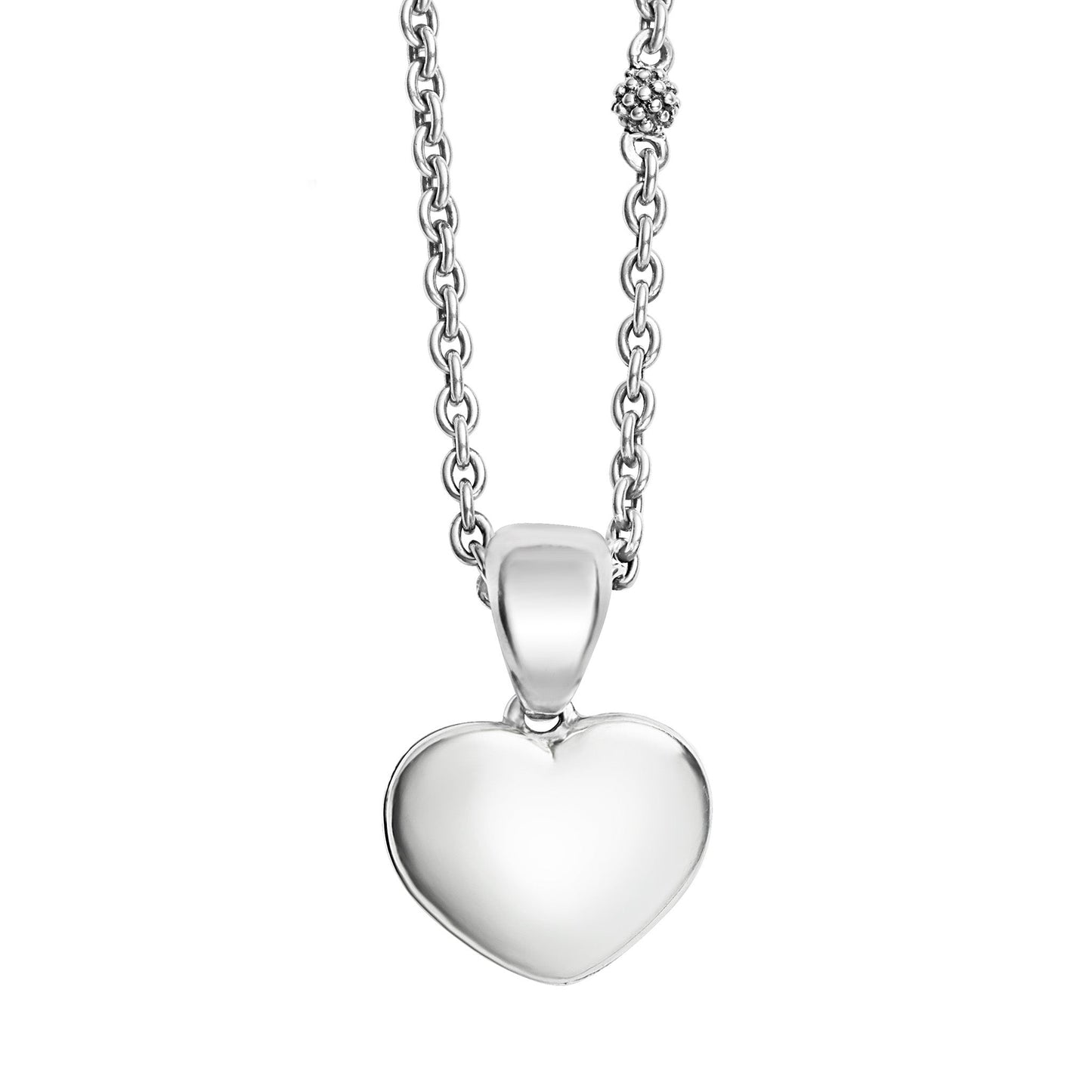 Beloved Fluted And Caviar Beaded Small Heart Pendant Necklace Adjustable 16-