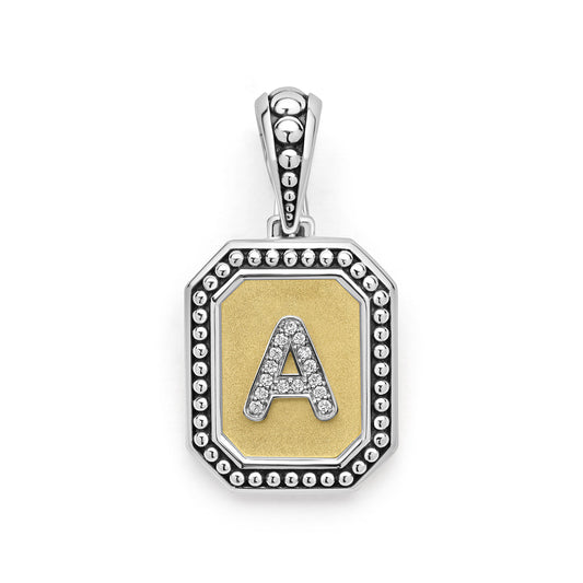 18K Gold and Sterling Diamond Initials "A" Pendant