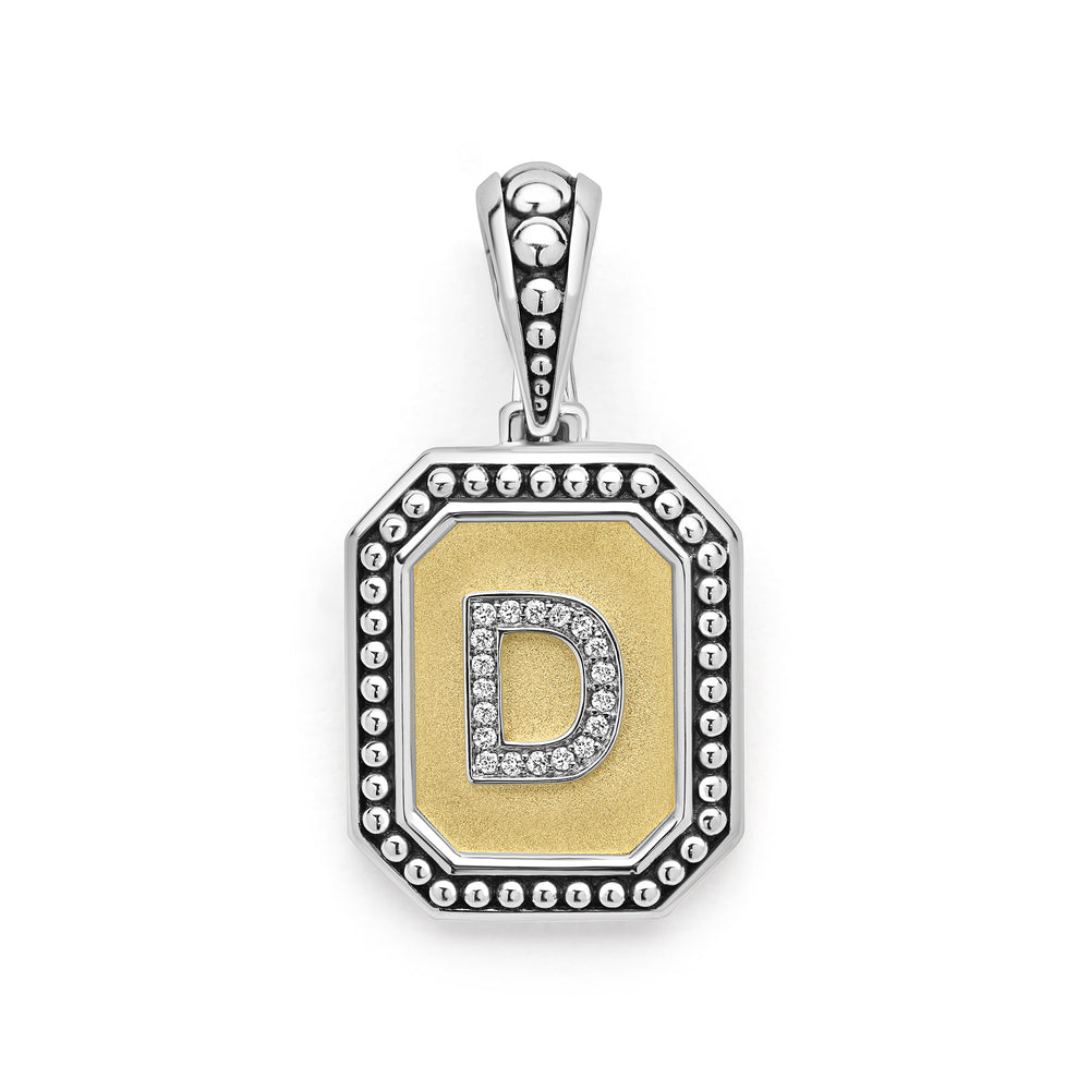 18K Gold and Sterling Diamond Initials "D" Pendant