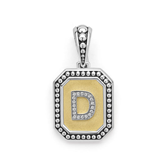 18K Gold and Sterling Diamond Initials "D" Pendant