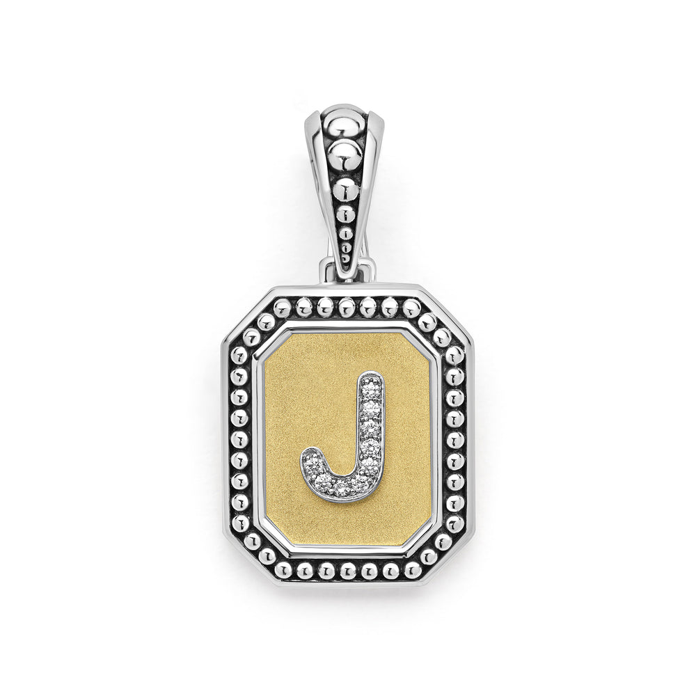 18K Gold and Sterling Diamond Initials "J" Pendant