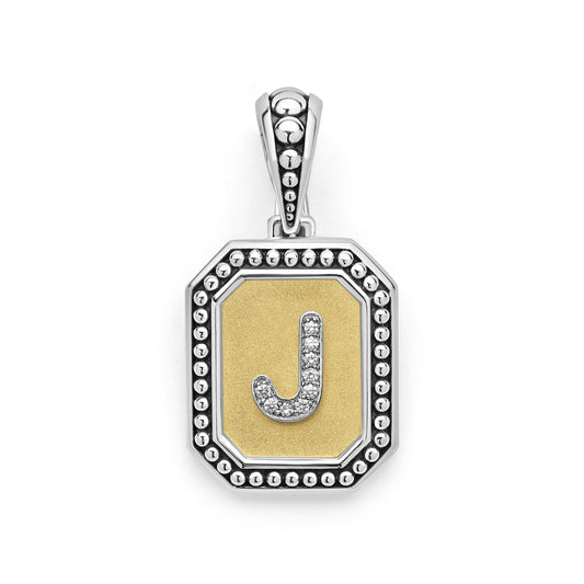 18K Gold and Sterling Diamond Initials "J" Pendant