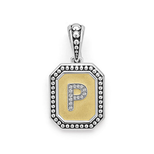 18K Gold and Sterling Diamond Initials "P" Pendant