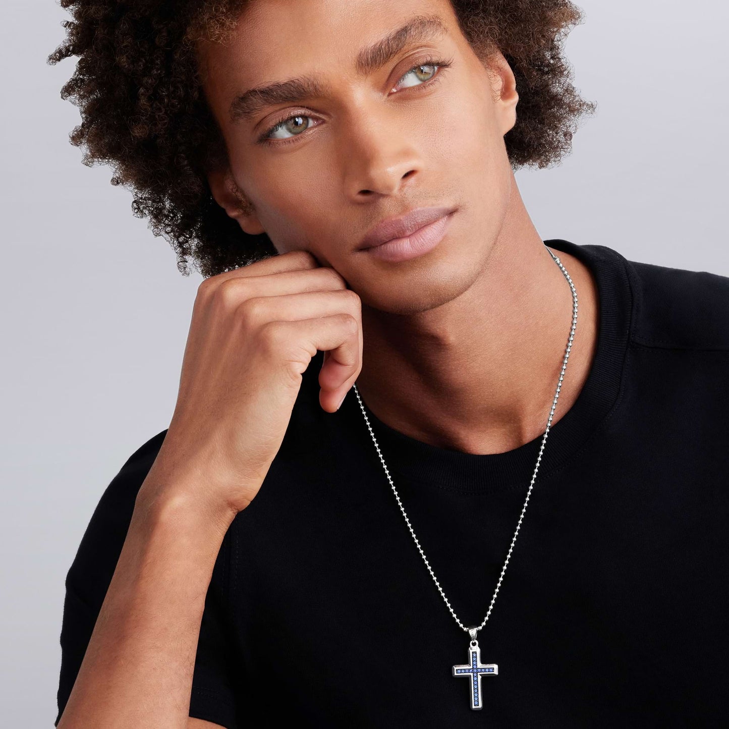 Mens Emerald Cross Amulet