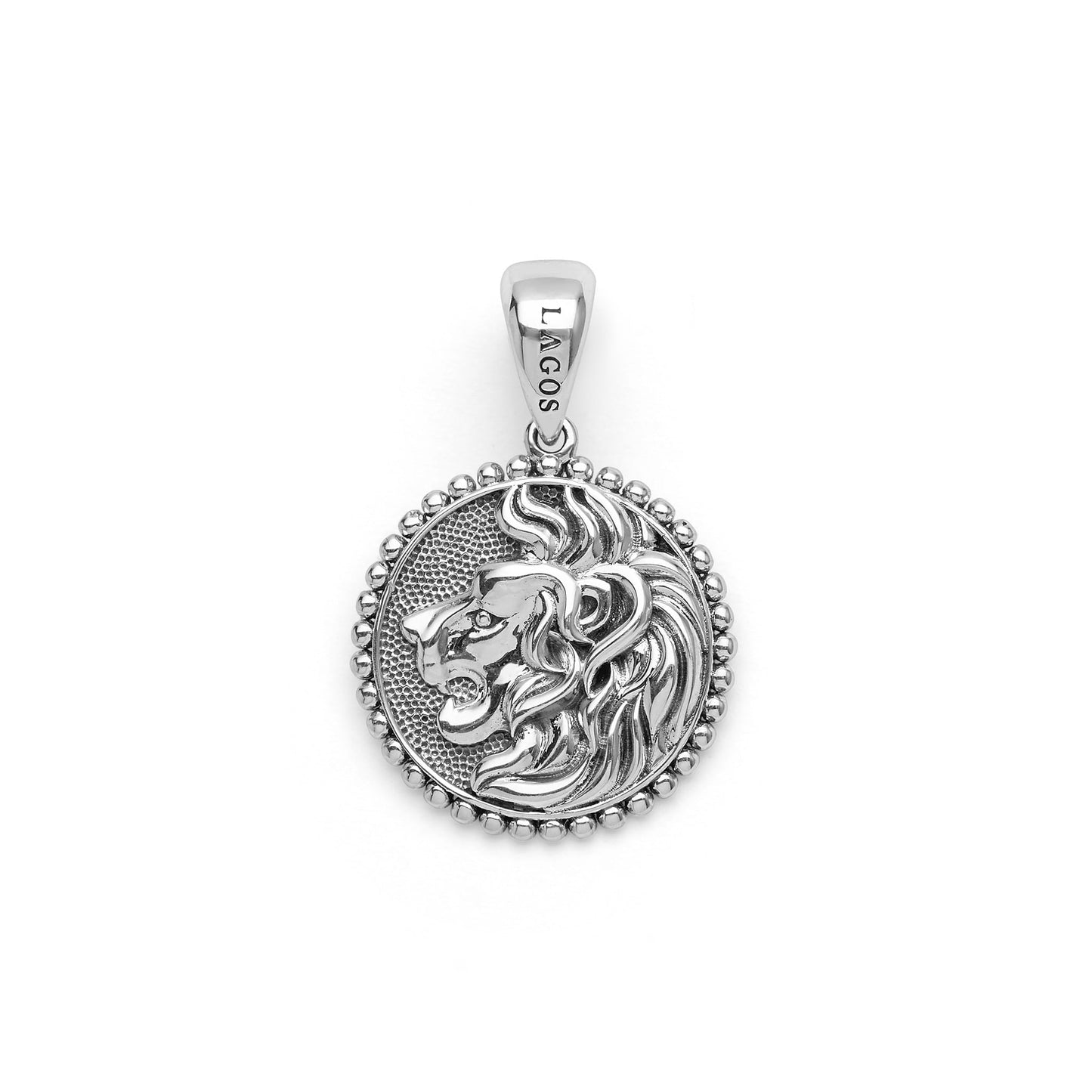 Mens Small Lion Circle Amulet