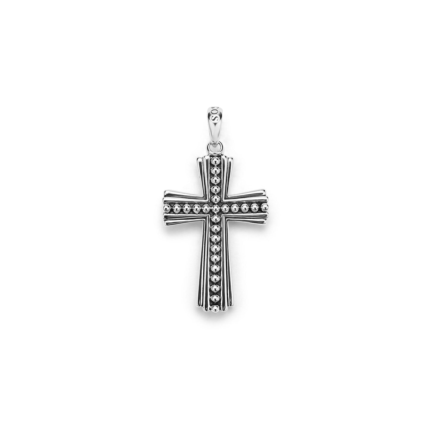 Mens Caviar Beaded Cross Amulet