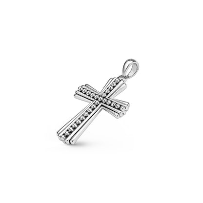 Mens Caviar Beaded Cross Amulet
