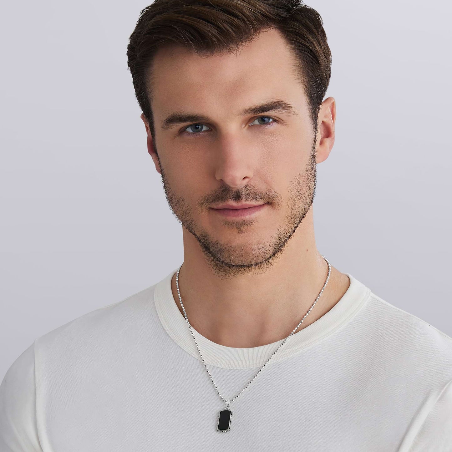 Mens Black Diamond Id Tag Amulet