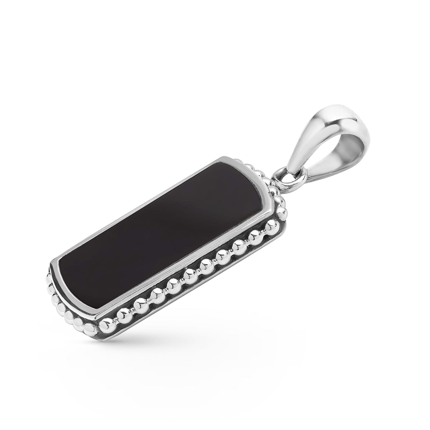 Mens Black Diamond Id Tag Amulet