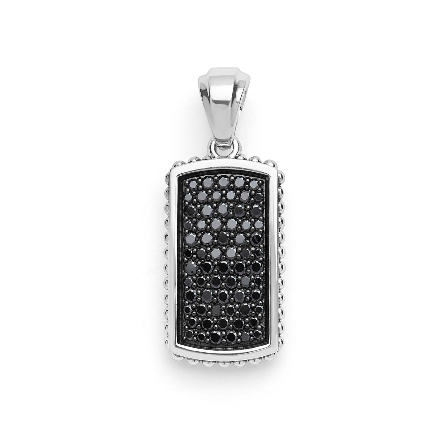 Mens Black Diamond Id Tag Amulet