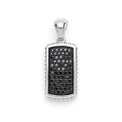 Mens Black Diamond Id Tag Amulet