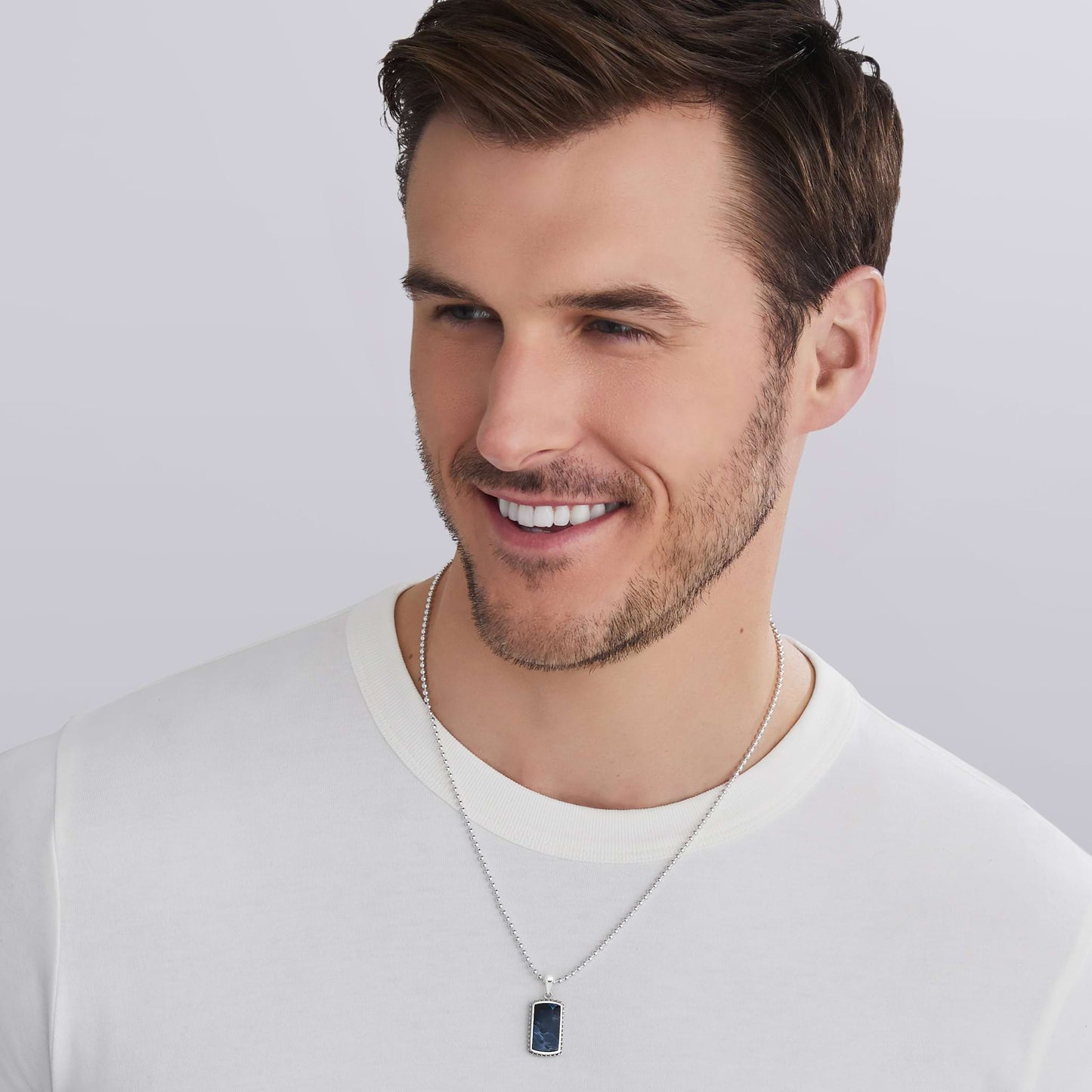 Mens Black Diamond Id Tag Amulet