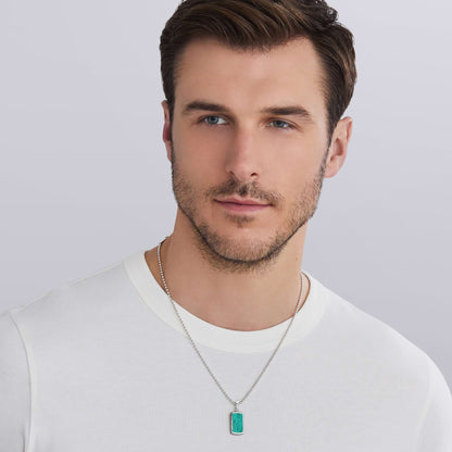 Mens Black Diamond Id Tag Amulet