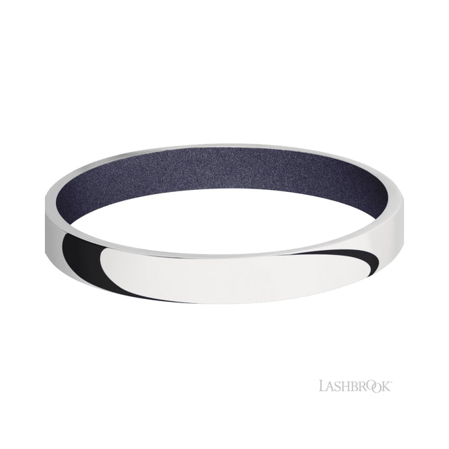 Lashbrook Domed 10K White Gold Band featuring a Crushed Orchid sleeve