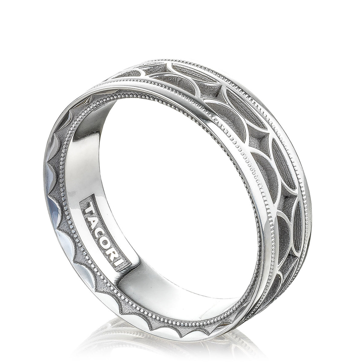 Tacori 18K White Gold High Polish Finish Wedding Band