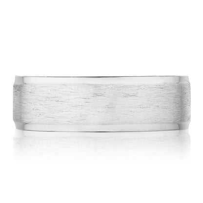 Tacori 18K White Gold Classic Bevel Edge in Brushed Finish Wedding Band