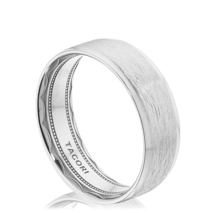 Tacori 18K White Gold Classic Bevel Edge in Brushed Finish Wedding Band