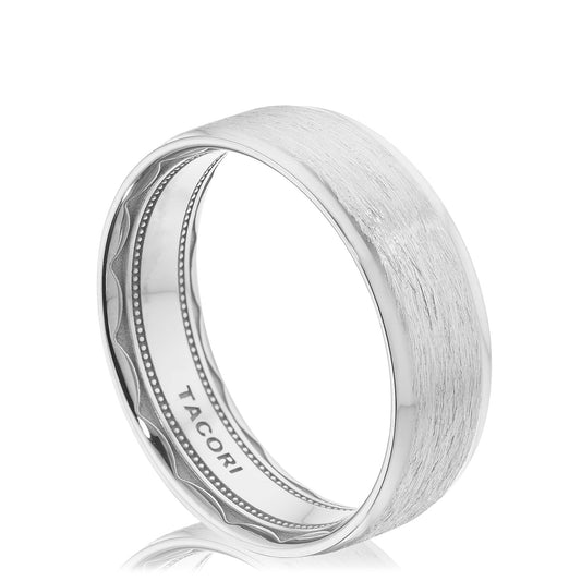 Tacori 18K White Gold Classic Bevel Edge in Brushed Finish Wedding Band