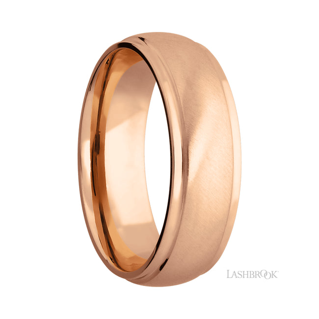 Lashbrook Domed Stepped Down Edges 14K Rose Gold Band
