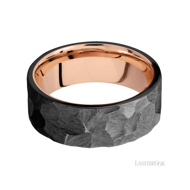 Lashbrook Flat Zirconium Band featuring a 14K Rose Gold sleeve
